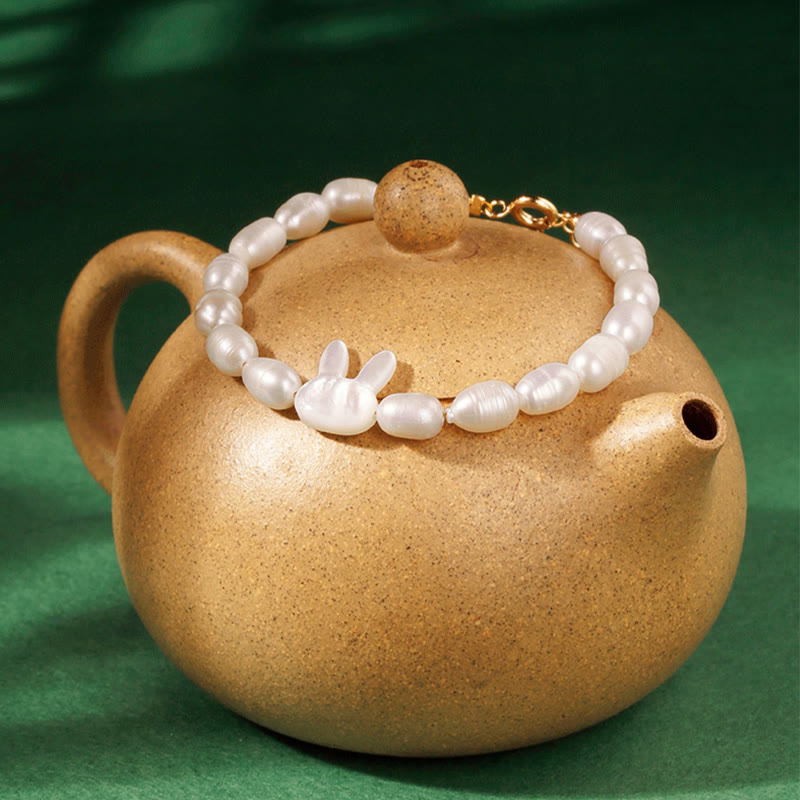Buddha Stones Natural Pearl Cute Rabbit Sincerity Bracelet Bracelet BS 1