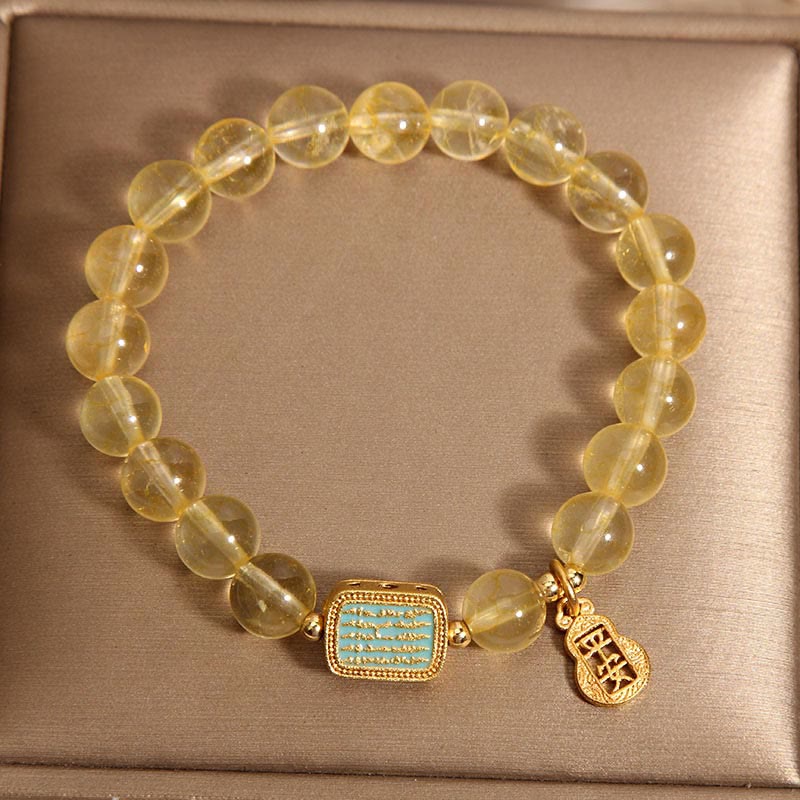 Buddha Stones Natural Citrine Five Scriptures Generosity Bracelet Bracelet BS 3