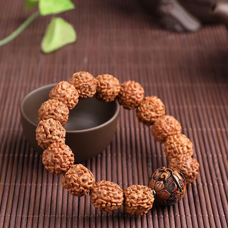 Buddha Stones Tibet Rudraksha Bodhi Seed PiXiu Copper Coin Wealth Luck Bracelet Bracelet BS 1