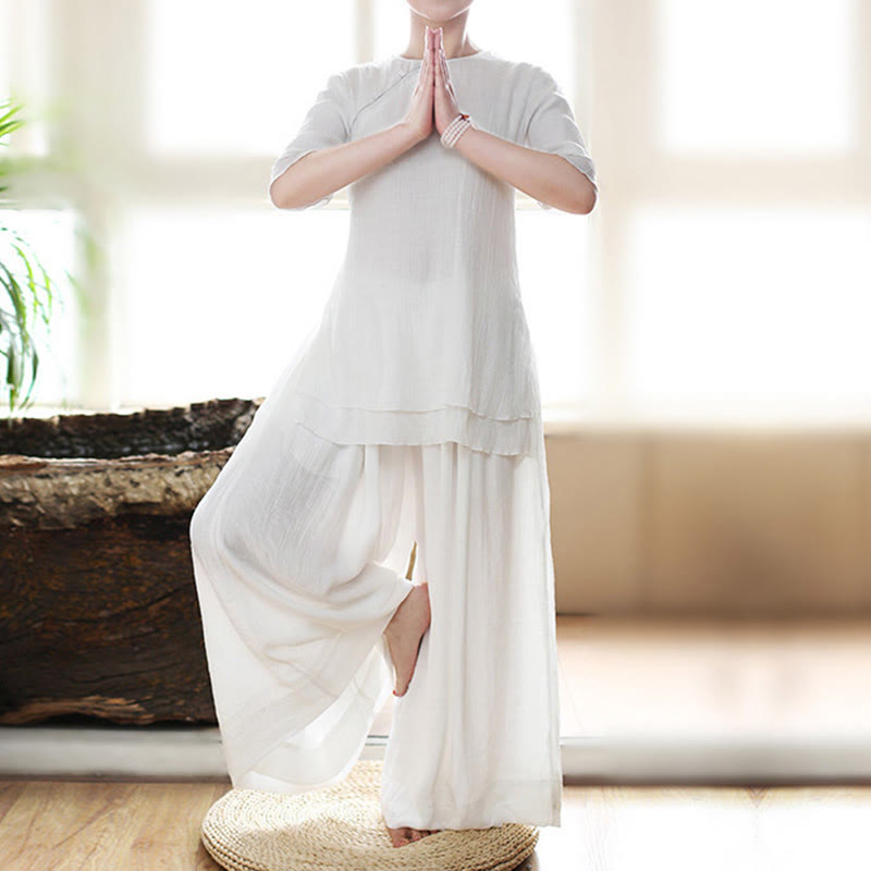 Buddha Stones Vintage Yoga Zen Prayer Spiritual Meditation Practice Plain Color Clothing Women's Set - US8-10,UK/AU12-14,EU40-42 (XL) - image 0
