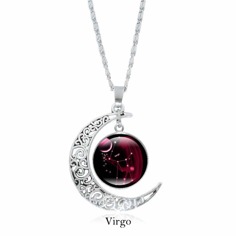 Buddha Stones 12 Constellations of the Zodiac Moon Protection Necklace Chain Pendant Necklaces & Pendants BS Virgo