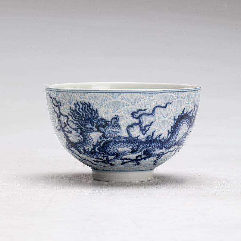 Buddha Stones Blue Dragon Design Ceramic Teacup Kung Fu Tea Cups Cup BS 3
