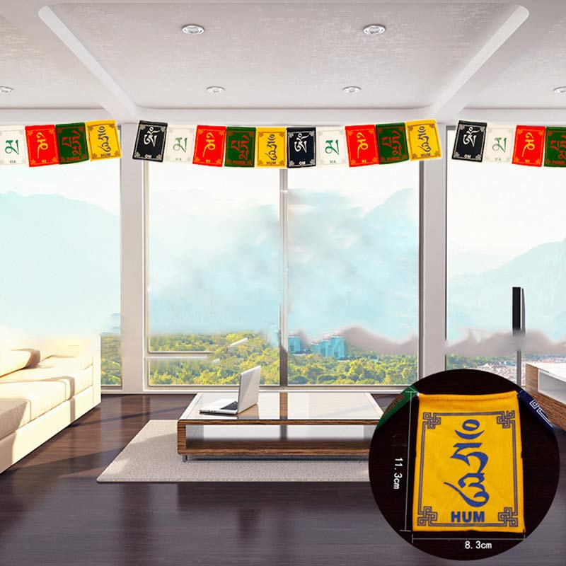 Buddha Stones Tibetan Blessing Windhorse Om Mani Padme Hum Outdoor Car Prayer Flag Decoration Decorations buddhastoneshop 1