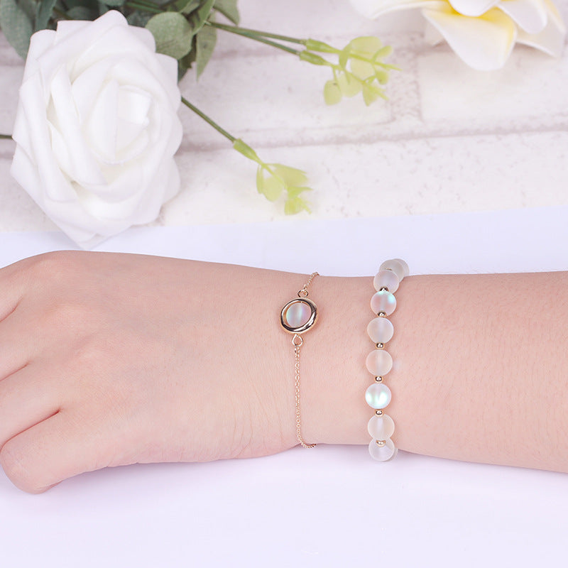 Buddha Stones Sun Stone Strawberry Quartz Crystal Positive Bracelet Bracelet BS Black Glitter Stone