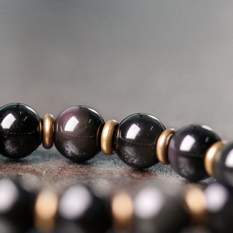Buddha Stones Rainbow Obsidian Copper Love Healing Bracelet Bracelet BS 4