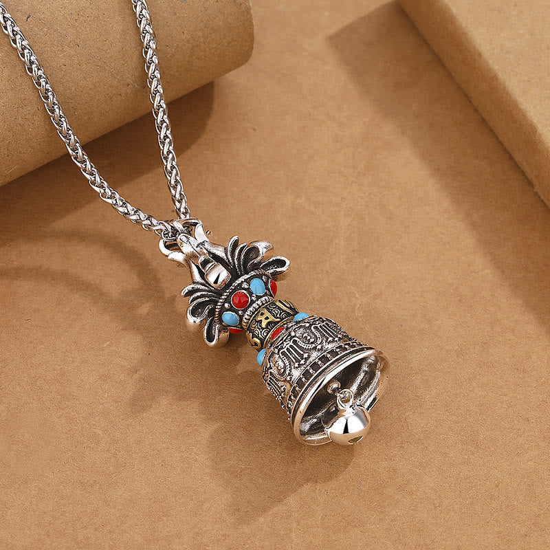 Buddha Stones Tibetan Om Mani Padme Hum Dorje Vajra Bell Strength Necklace Pendant Necklaces & Pendants BS 2