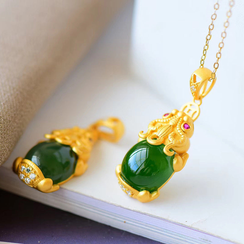 Collier d'équilibre PiXiu en jade naturel Foviel