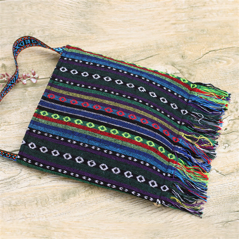 Buddha Stones Tibetan Handmade Embroidered Camellia Canvas Shoulder Bag Crossbody Bag Crossbody Bag BS 8