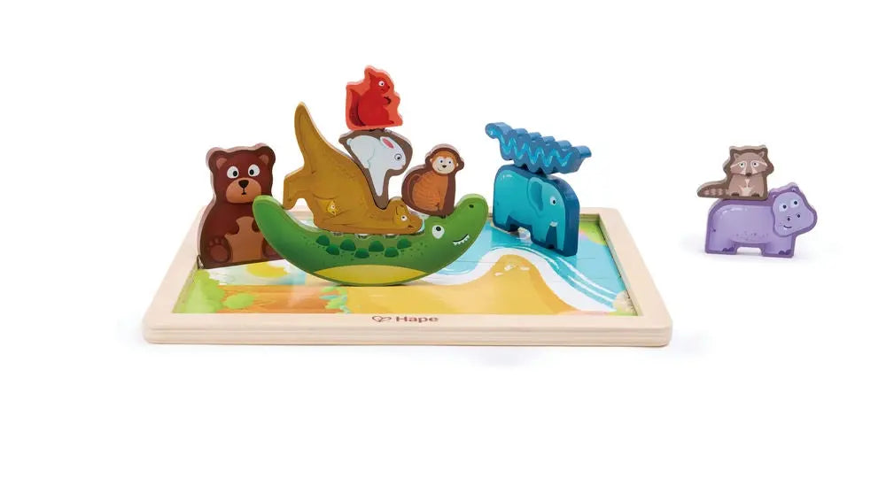 Fidtoy Wildlife Puzzle & Play - Wooden Educational Toy for Kids