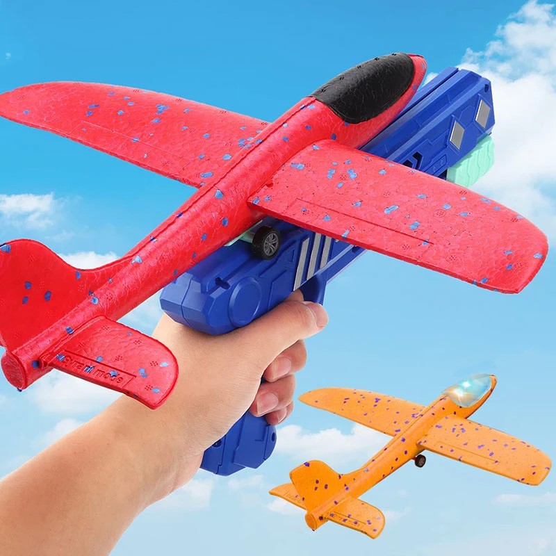 Fidtoy Foam Airplane Launcher Toy Set for Kids Outdoor Glider Play