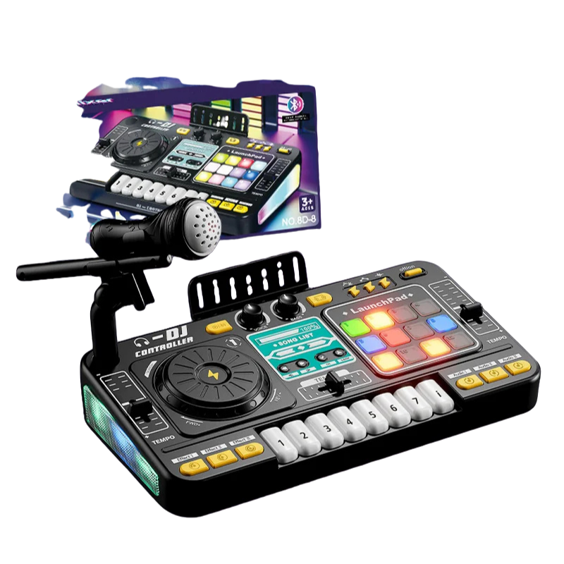 Fidtoy Kids DJ Mixer Toy with Lights Sounds Microphone Bluetooth Musical Toy for Toddlers Creative Music Play Gift