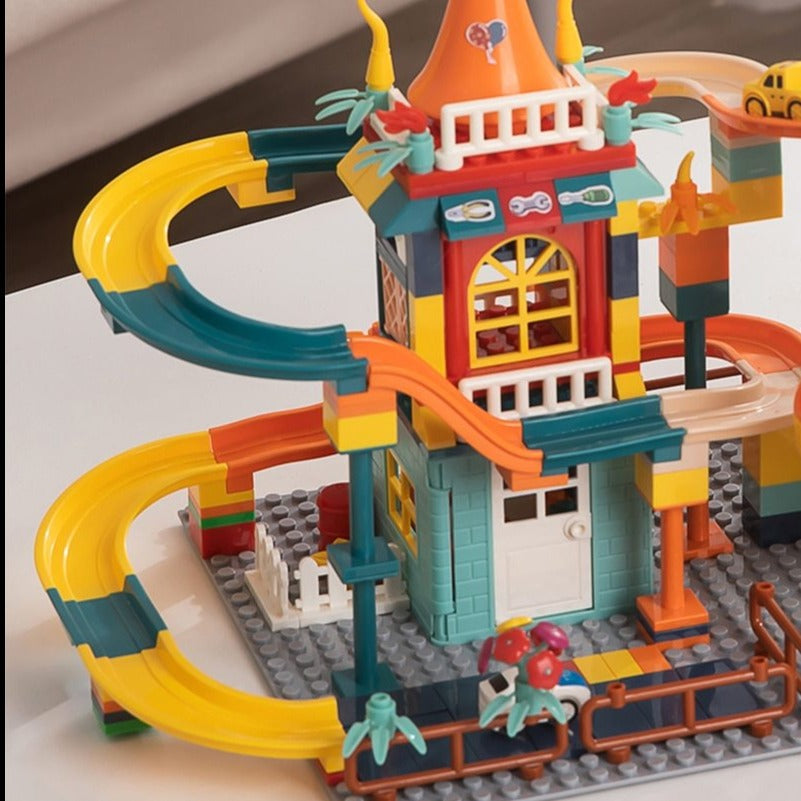 Fidtoy Building Blocks Car Run Set – Circuit à billes STEM pour enfants