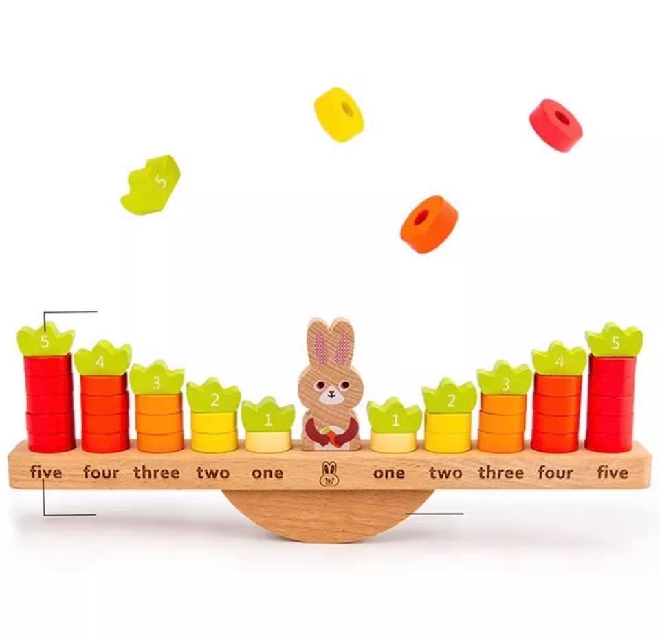 Lapin en bois à équilibrer - Jouets éducatifs pour les mathématiques
