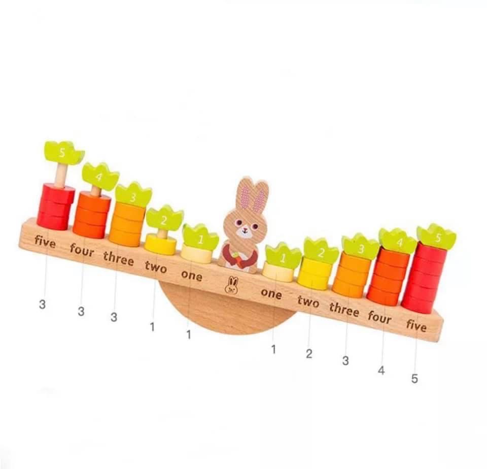 Lapin en bois à équilibrer - Jouets éducatifs pour les mathématiques