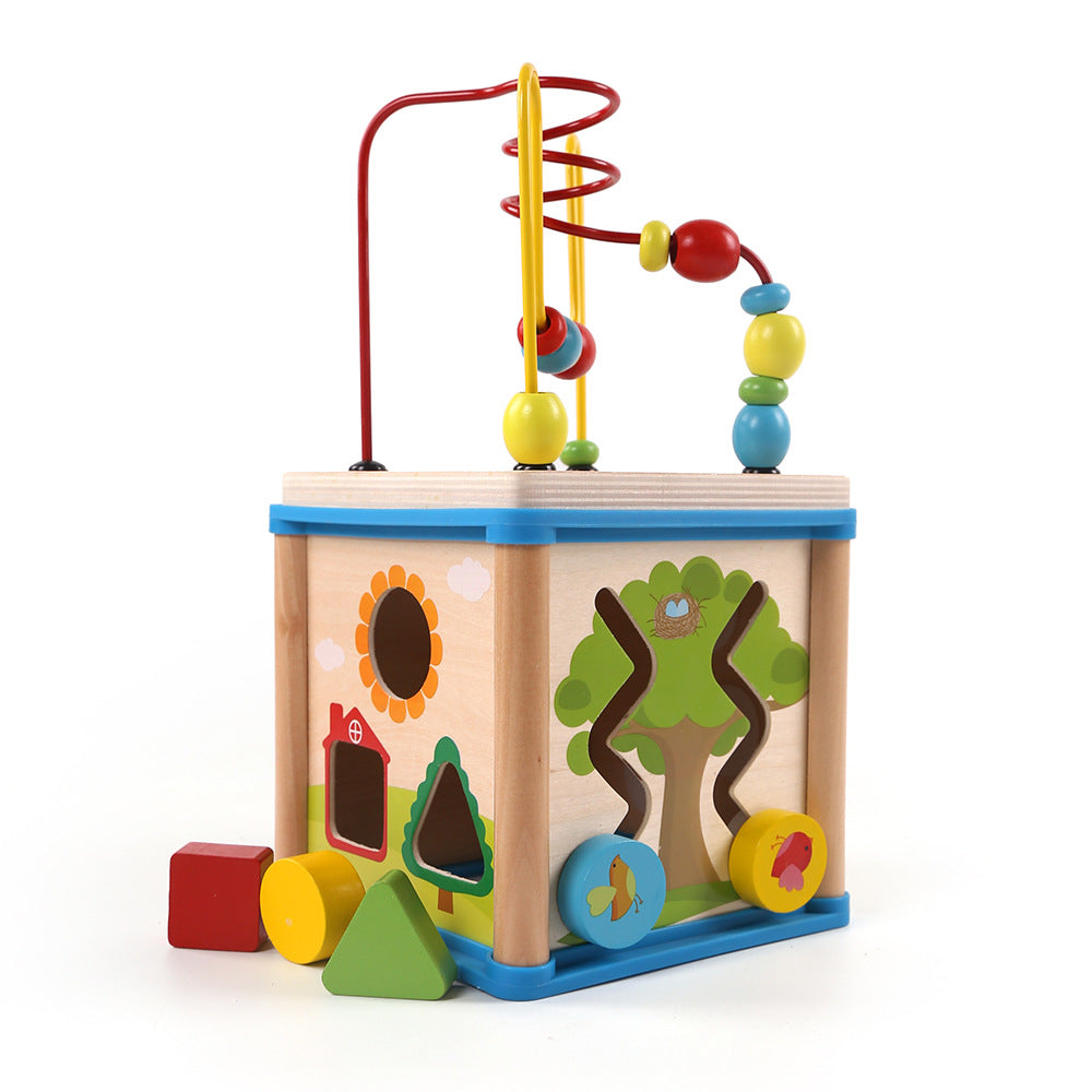 Fidtoy Cubo de Actividades de Madera 5 en 1 para Bebés y Niños Pequeños