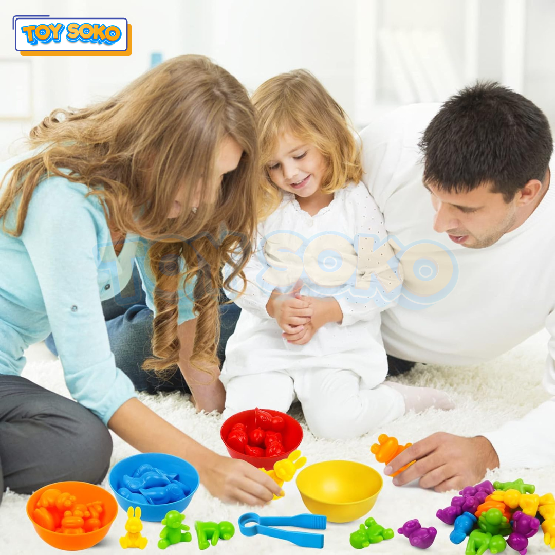 Fidtoy Color Sorting Animal Toys Matching Game for Toddlers Learning Colors Counting and Fine Motor Skills
