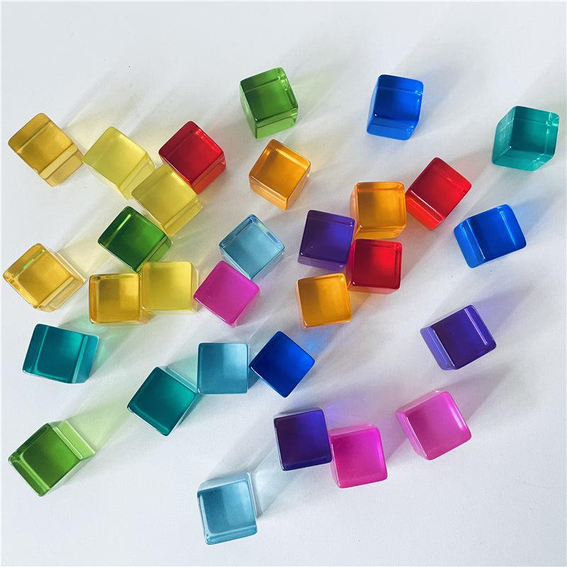 Fidtoy Clear Color Building Cubes – Transparent Acrylic Stacking Blocks for Kids Learning Play