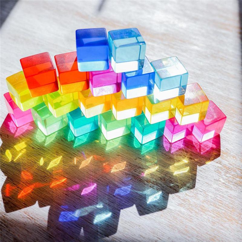 Fidtoy Clear Color Building Cubes – Transparent Acrylic Stacking Blocks for Kids Learning Play