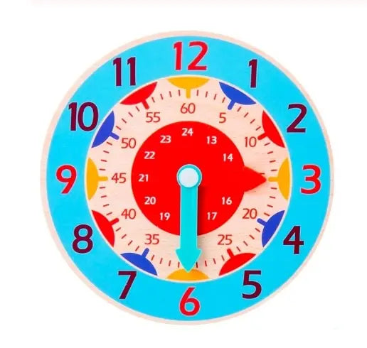 Fidtoy Reloj de Aprendizaje Montessori de Madera – Juguete Educativo para Niños Pequeños sobre el Tiempo y la Independencia