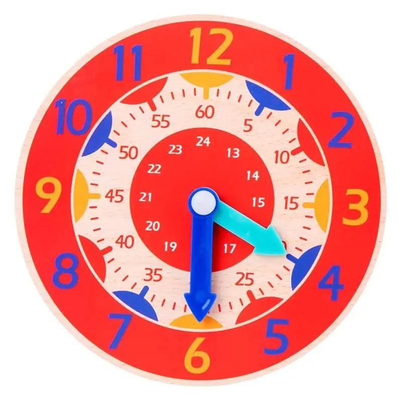 Fidtoy Reloj de Aprendizaje Montessori de Madera – Juguete Educativo para Niños Pequeños sobre el Tiempo y la Independencia