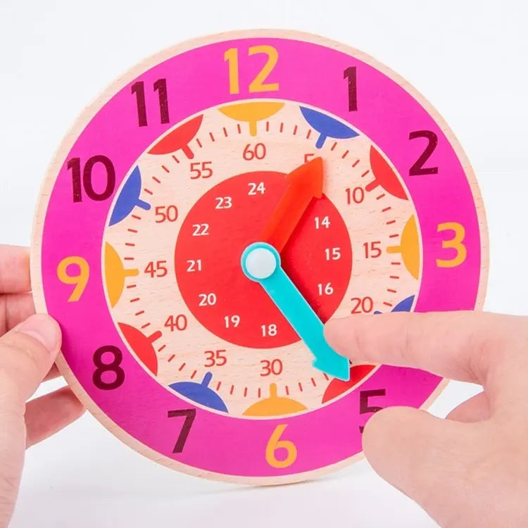 Fidtoy Reloj de Aprendizaje Montessori de Madera – Juguete Educativo para Niños Pequeños sobre el Tiempo y la Independencia