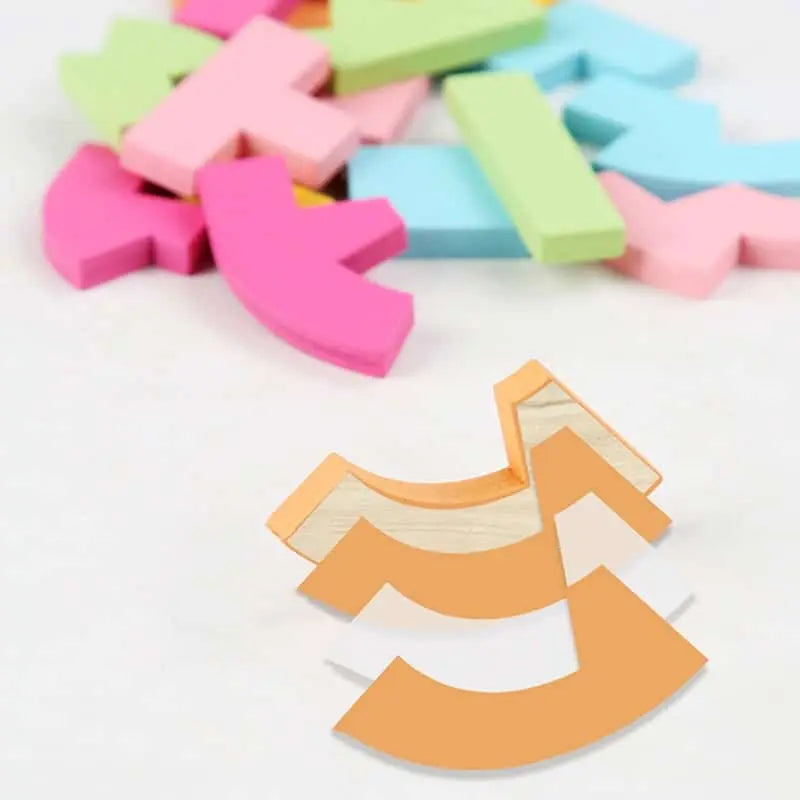 Fidtoy Tangram Corazón Colorido – Rompecabezas de Madera Montessori para Niños Pequeños y Preescolares
