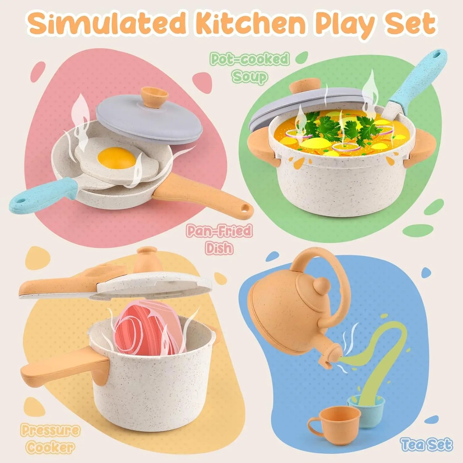 Pretend Play Cookware Kitchen Toy Set for Kids 2- 6 Years Old