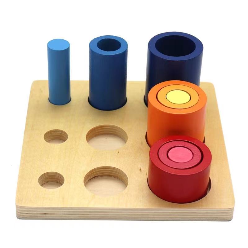 Meilleure échelle Montessori en bois à trois cylindres - Jouets pour la motricité fine