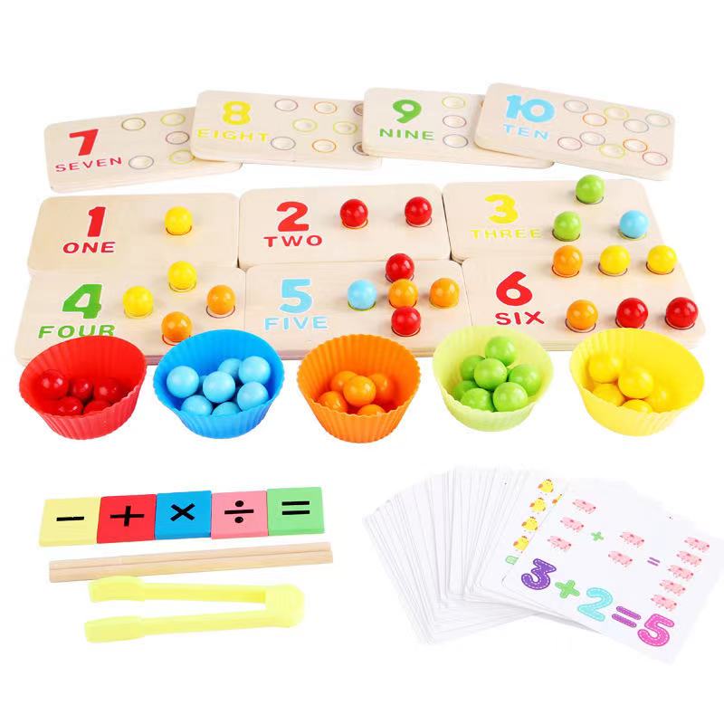 Jeu de Perles en Bois à Compter et Trier - Jouets Éducatifs Montessori