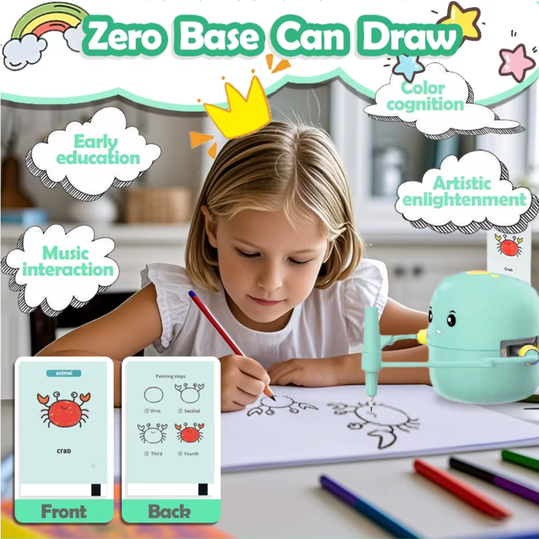 Robot de dibujo Fidtoy para niños – Juguete para aprender a dibujar paso a paso