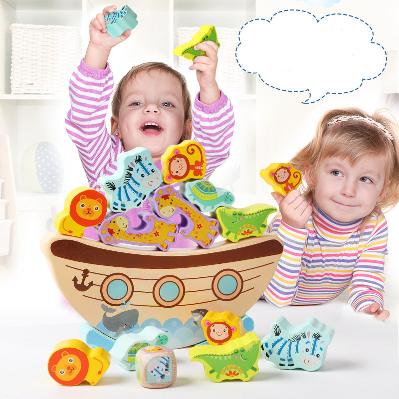 Fidtoy Noah's Ark Wooden Balance Stacking Blocks