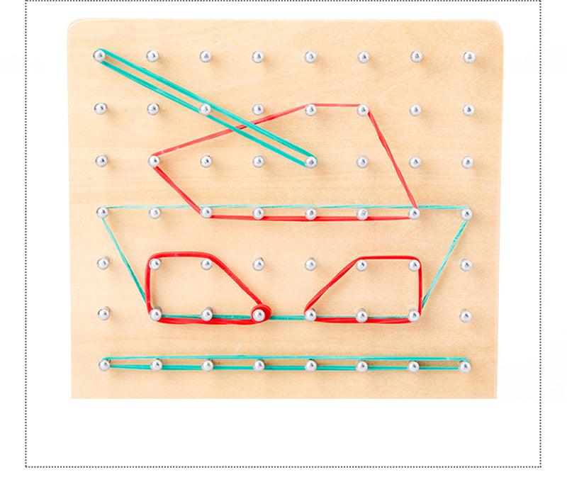 Fidtoy Wooden Geoboard Shapes Game – Kids Math & Geometry Learning Toy with Rubber Bands