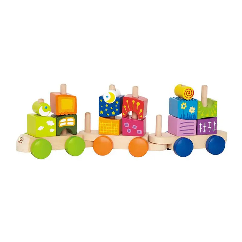 Fidtoy Wooden Block Train Toy 17PCS Toddler Stacking Learning Set