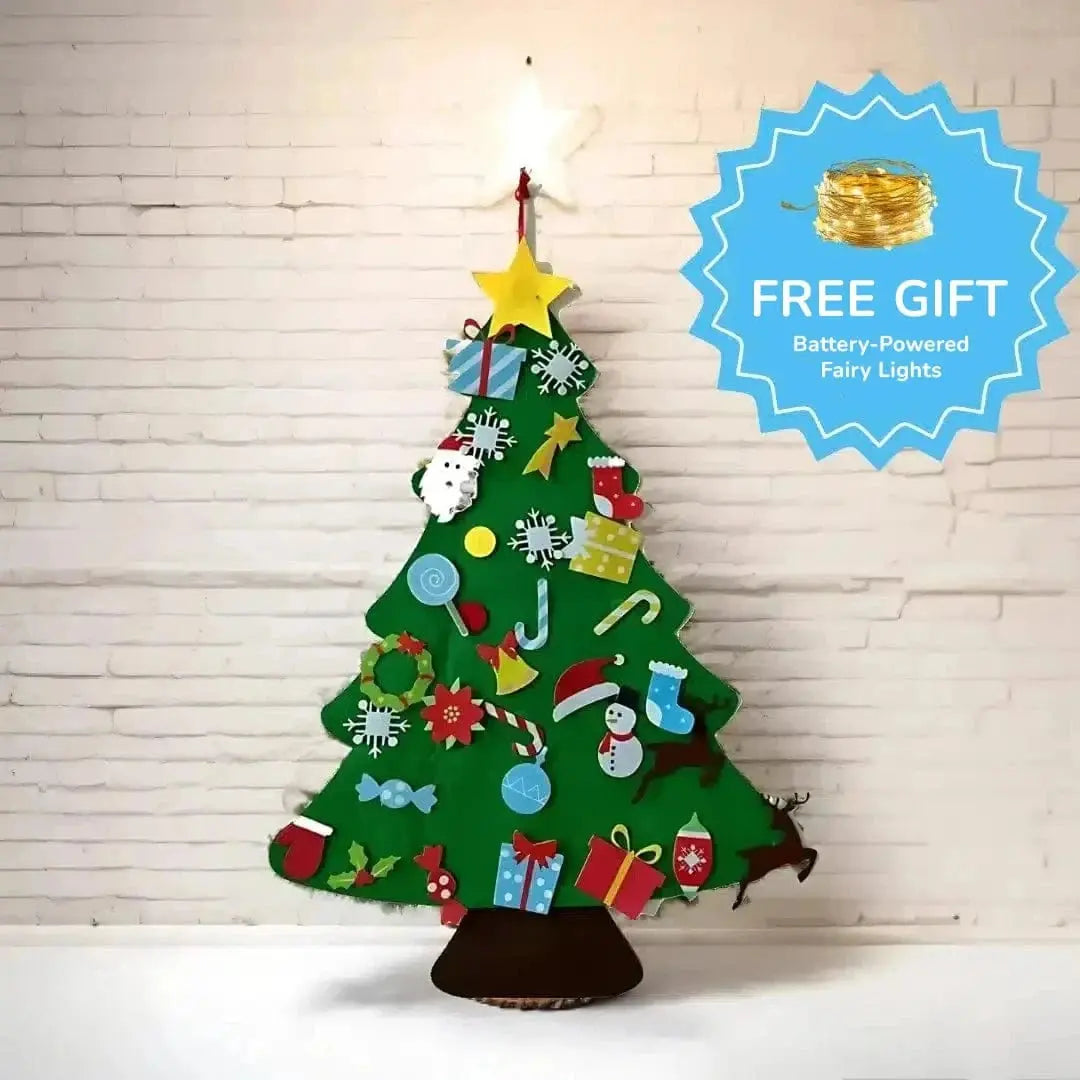 Árbol de Navidad de Fieltro Fidtoy para Niños – Decoración Navideña de Bricolaje de 94 cm con 26 Adornos de Fieltro Interactivos