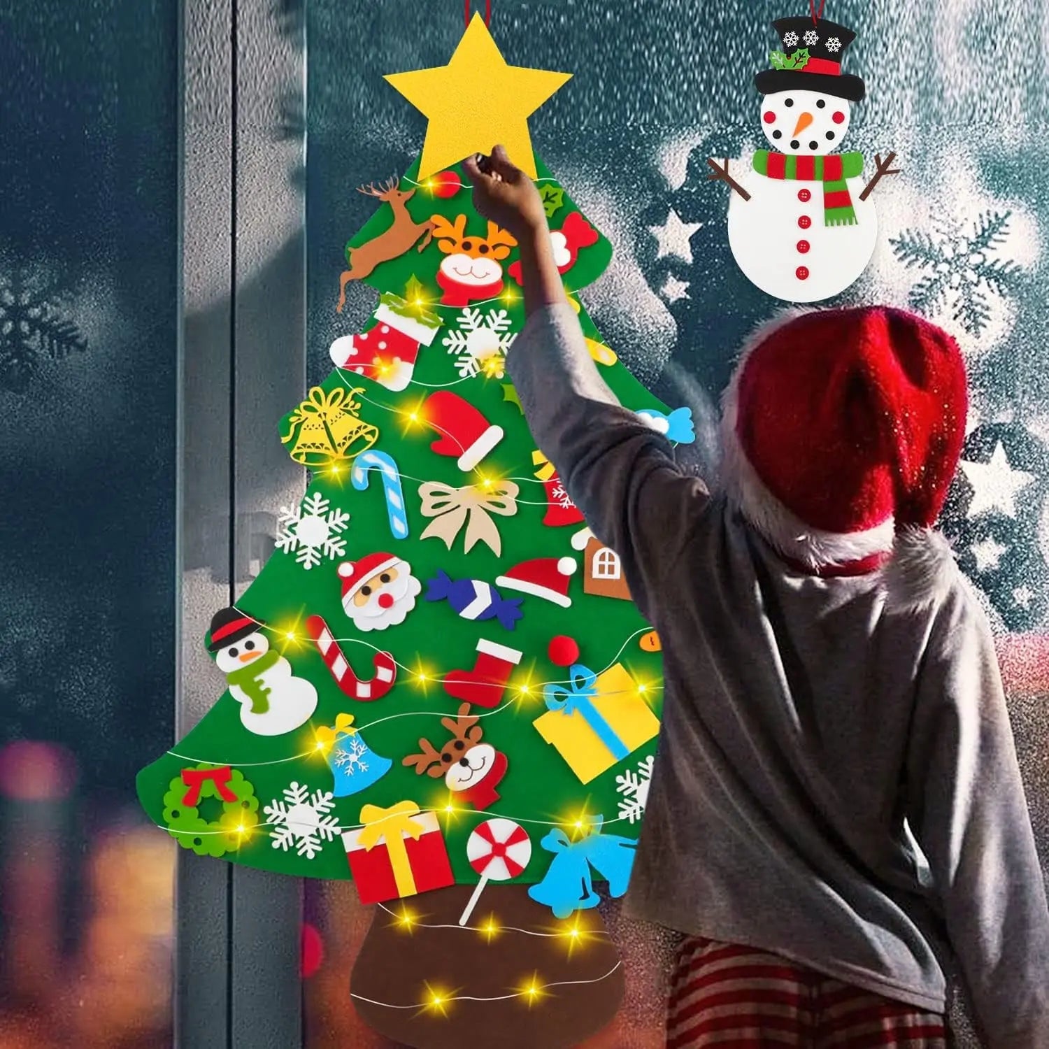 Árbol de Navidad de Fieltro Fidtoy para Niños – Decoración Navideña de Bricolaje de 94 cm con 26 Adornos de Fieltro Interactivos