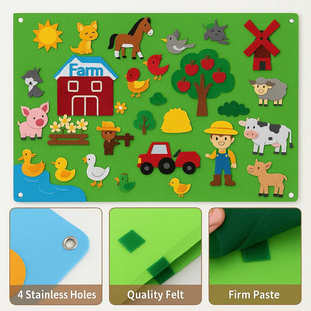 Fidtoy Interactive Farm Kit – Montessori Felt Board for Toddlers’ Storytelling & Early Learning