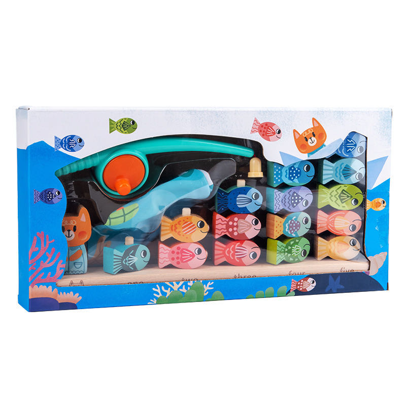 Juego de pesca y conteo magnético de madera - Juguetes de matemáticas