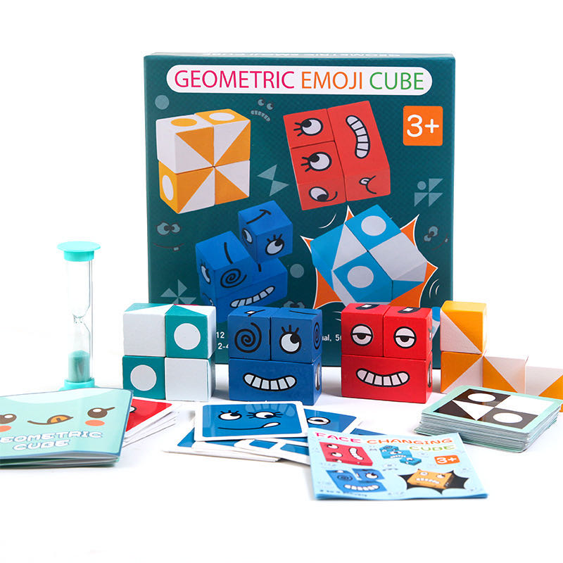 Jeu du cube emoji géométrique - Jouets éducatifs Montessori
