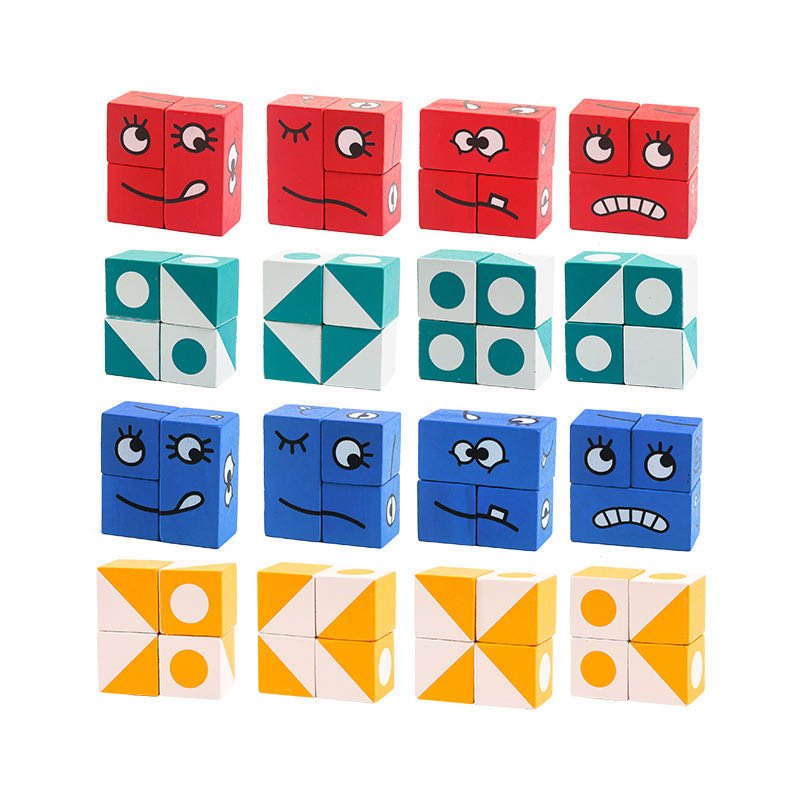 Jeu du cube emoji géométrique - Jouets éducatifs Montessori