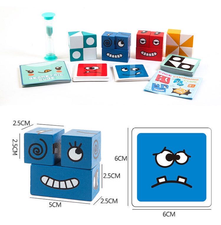 Jeu du cube emoji géométrique - Jouets éducatifs Montessori