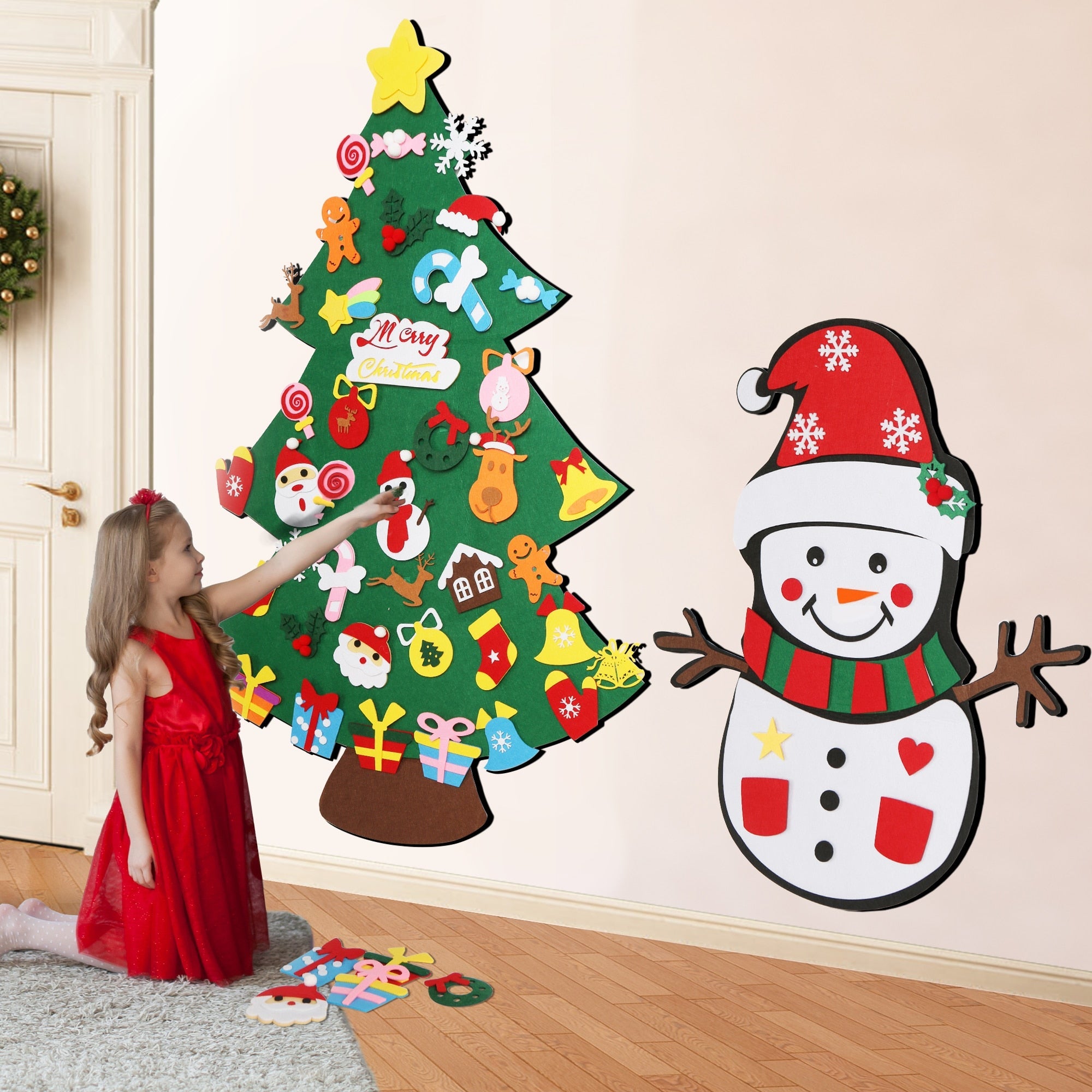 Árbol de Navidad de fieltro con 32 piezas