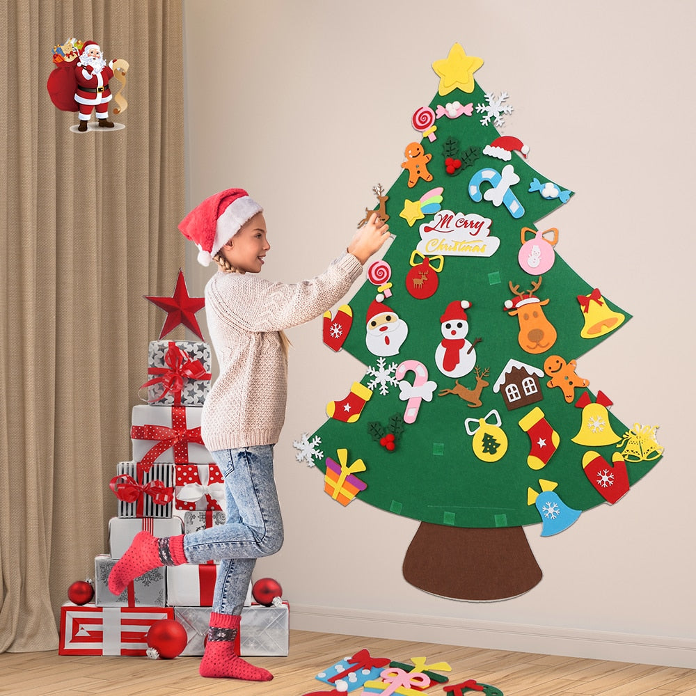 Árbol de Navidad de fieltro con 32 piezas