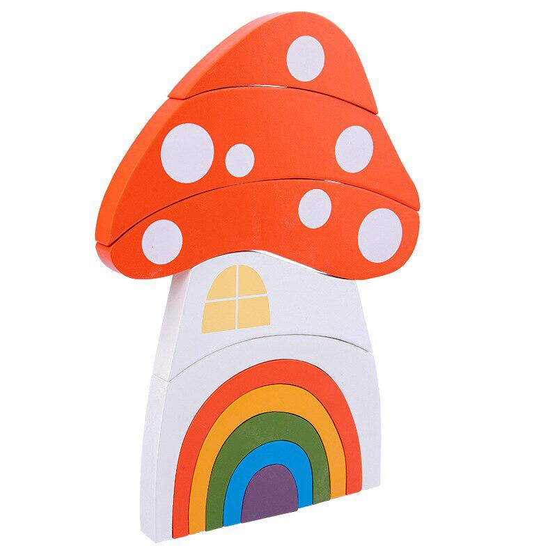 Juego de bloques de madera creativos Fidtoy - Juguete Montessori de apilamiento arcoíris y construcción imaginativa