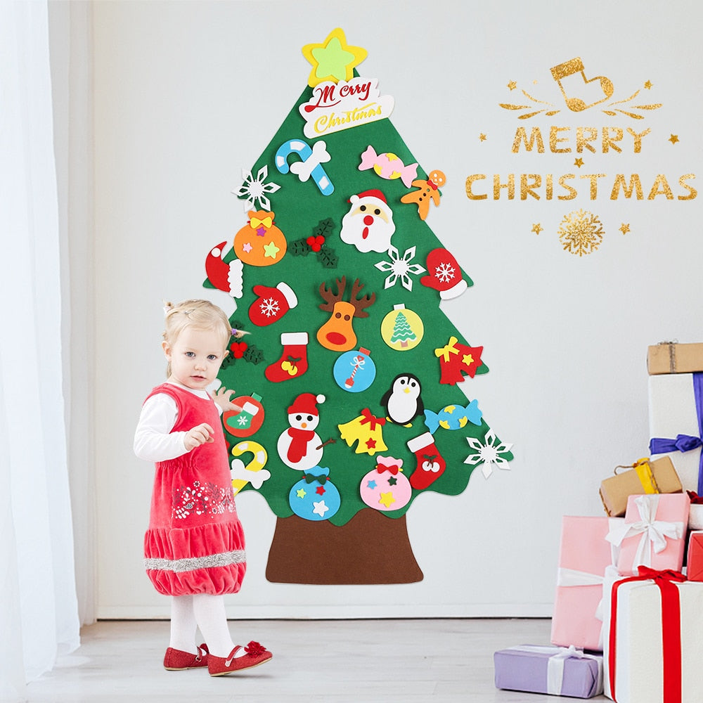 Árbol de Navidad de fieltro con 32 piezas