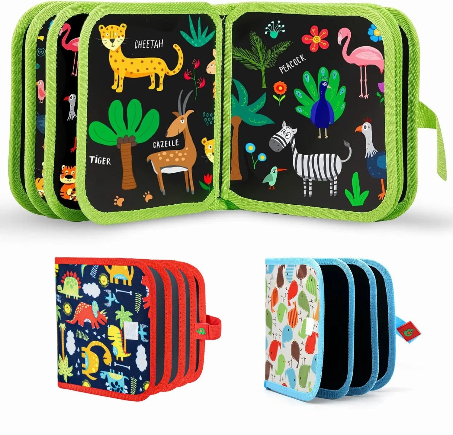 Fidtoy Reusable Drawing Slate Book for Kids – Erasable Doodle Book with Washable Markers, Portable Travel Drawing Pad, Dinosaur Theme, and Creative Writing Practice