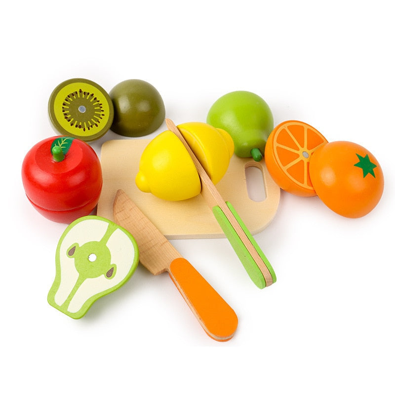 Fidtoy Juego de Alimentos de Madera para Cortar, Juguete Montessori de Imitación