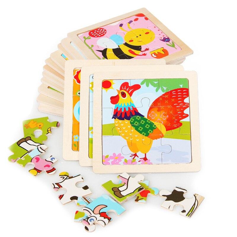 Fidtoy Wooden Puzzle Set for Toddlers – 10 Pack Montessori Animal & Vehicle Learning Puzzles