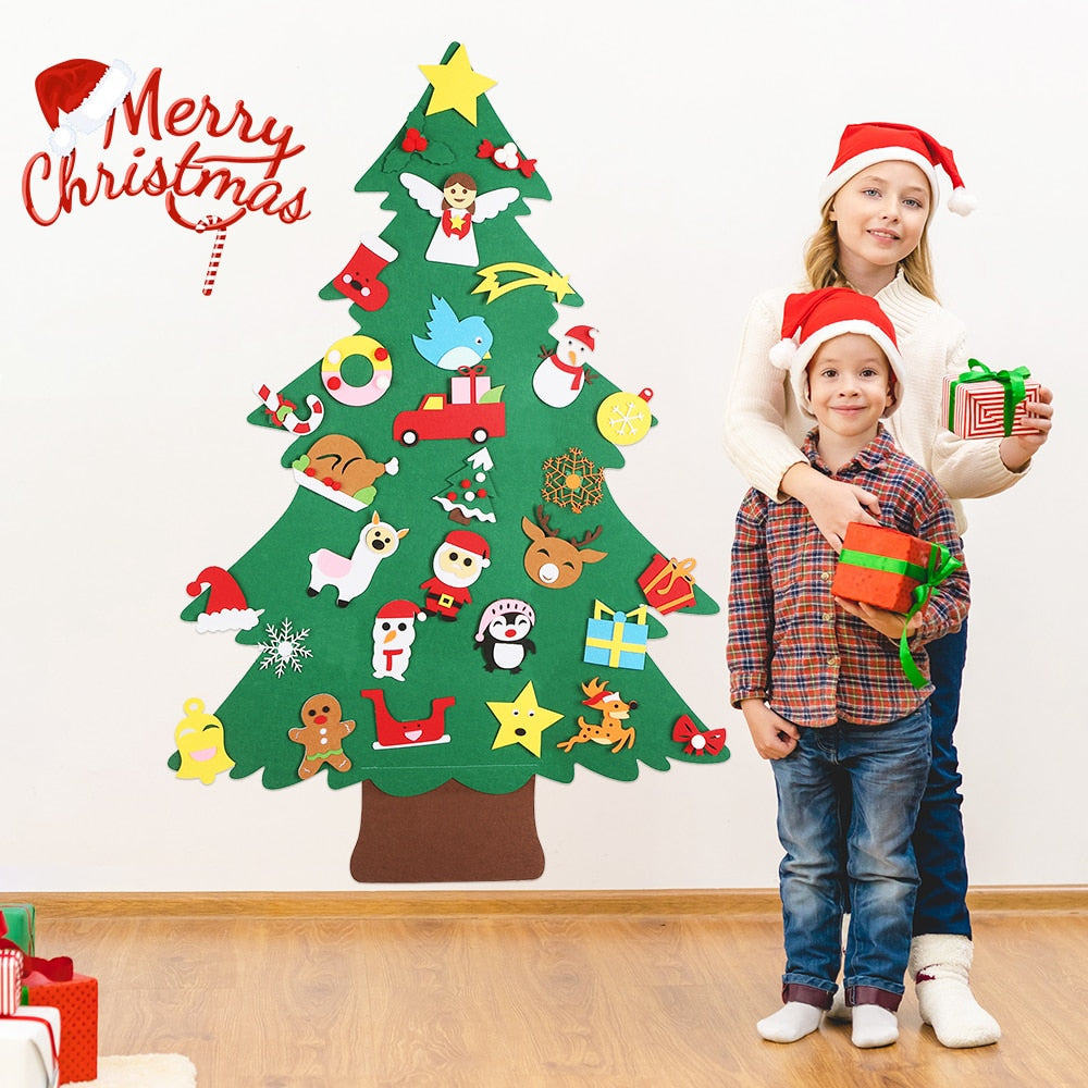 Árbol de Navidad de fieltro con 32 piezas