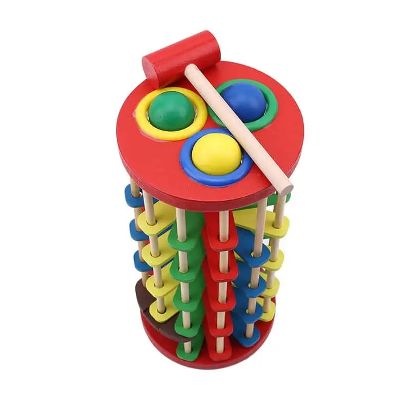 Fidtoy Deluxe Knock, Pound & Roll Hammering Tower – Montessori Wooden Toy for Toddlers