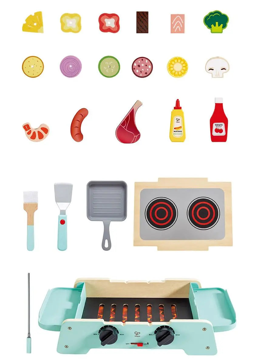Fidtoy Pretend Play BBQ Grill Kitchen Toy Set with Sound Effects